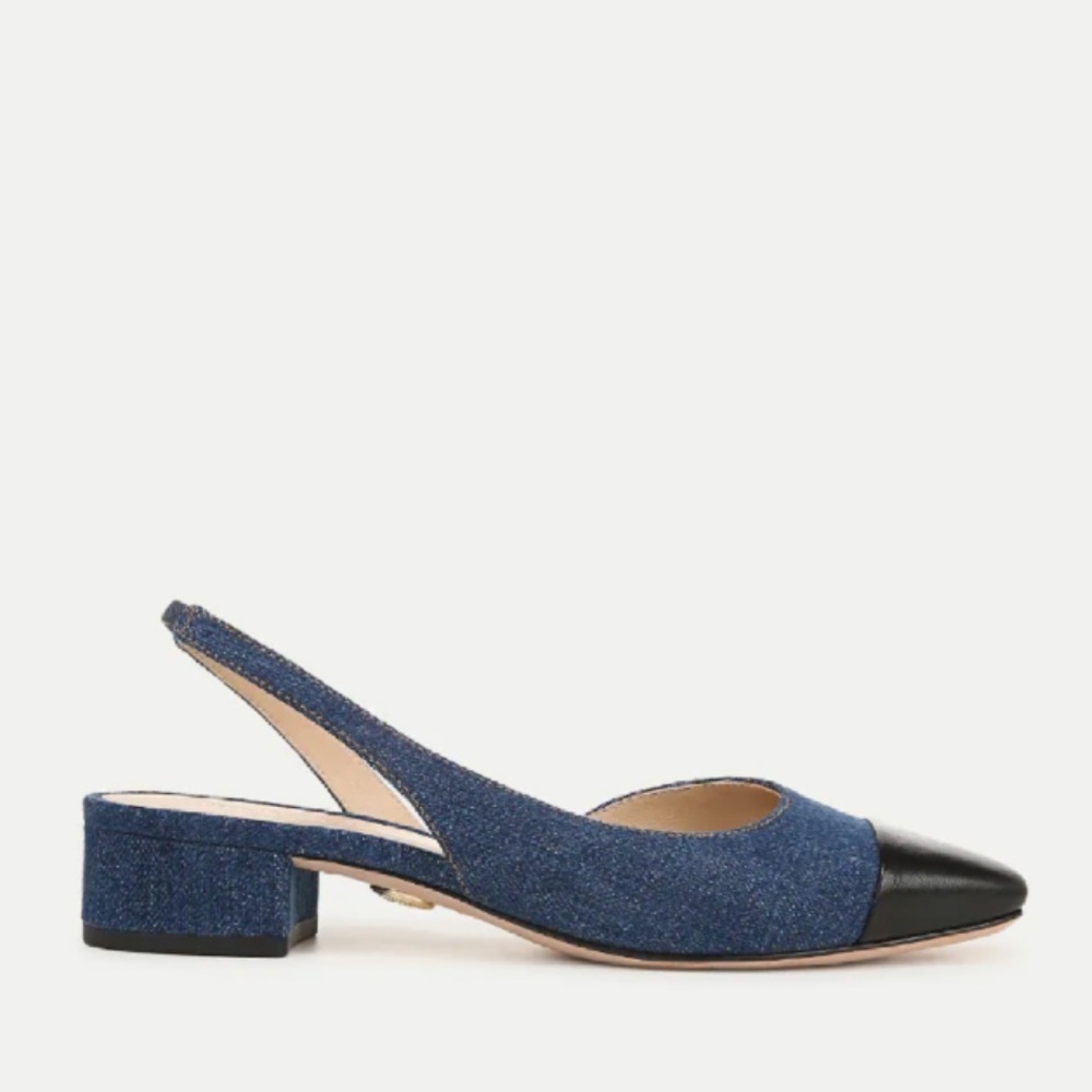 Veronica Beard Cecile Denim Cap-Toe Slingback - Picture 2 of 9